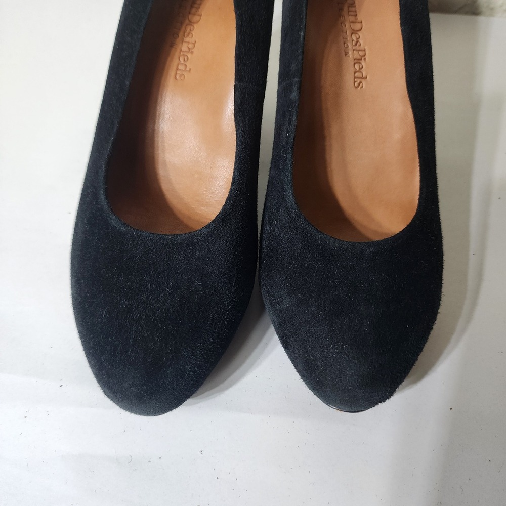 L'Amour Des Pieds Black Suede Round Toe Block Heel Pumps Womens 8.5M - Picture 4 of 10